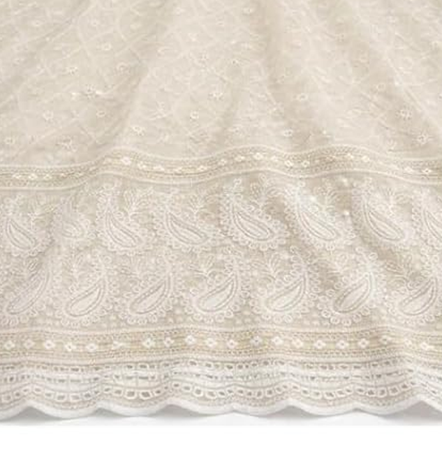 Premium Cotton Embroidered Fabric with Sequin Work