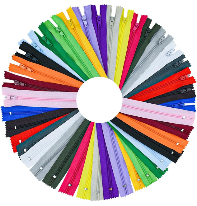 Colorful 8-Inch Nylon Zippers | Set of 25,