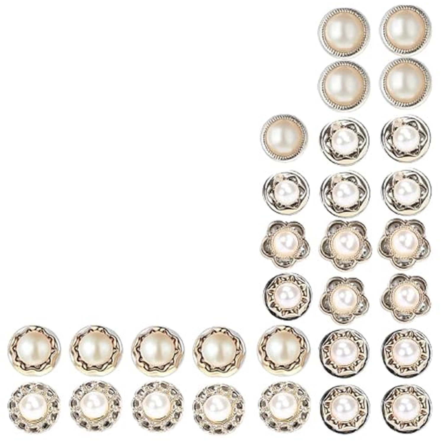 20Pcs Women Shirt Brooch Pearl No Sew Button Pin