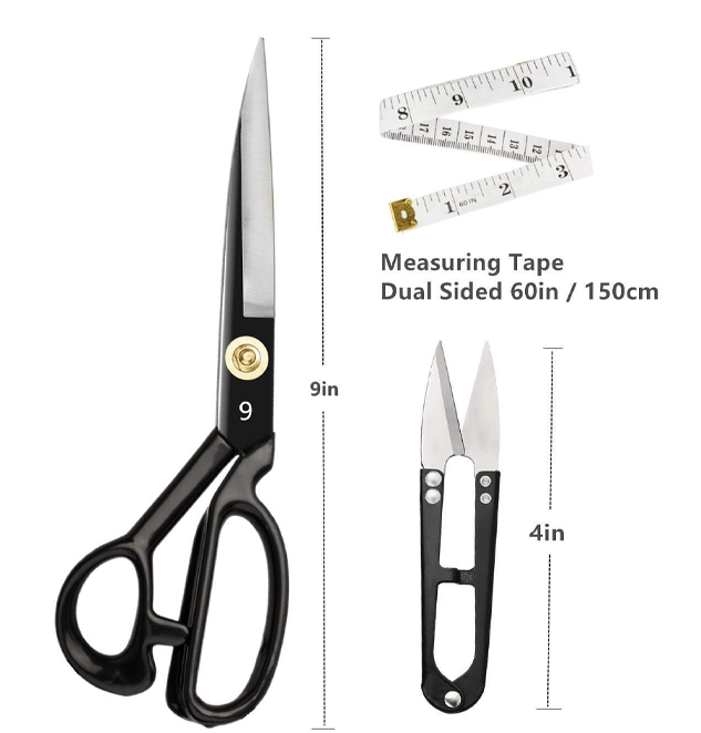 Sewing Scissors 9 inch- Tailors Heavy Steel Sharp Blades for Fabric