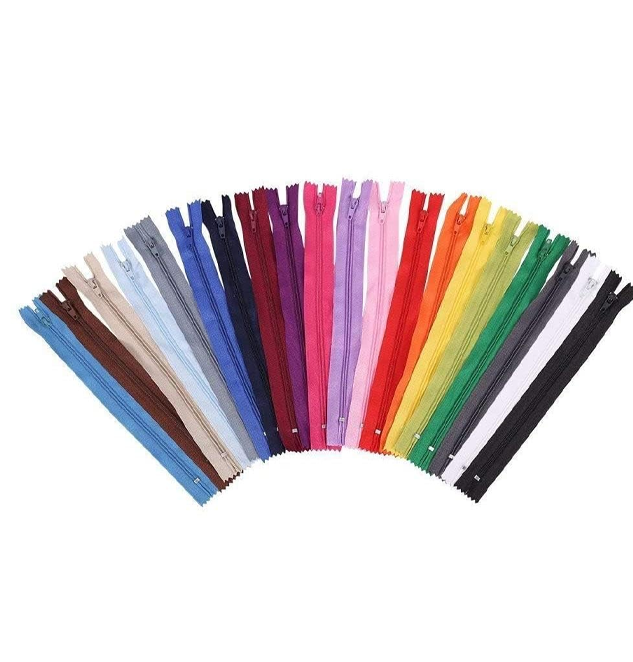 Colorful 8-Inch Nylon Zippers | Set of 25,