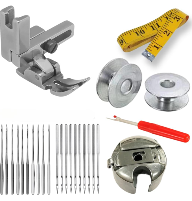 Sewing KIT of T3 Universal Presser Foot INCHH Tape, Bobbin and Bobbin CASE for Single Needle Sewing Machine