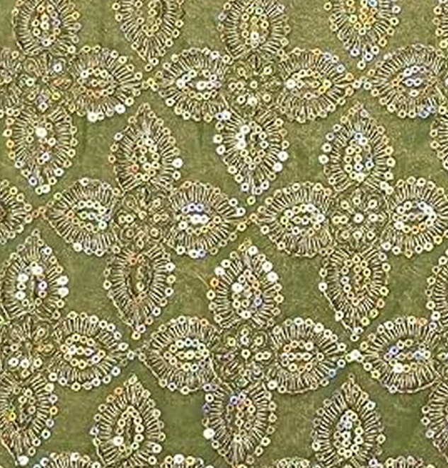 Designer Embroidered Fabric with Zari Work