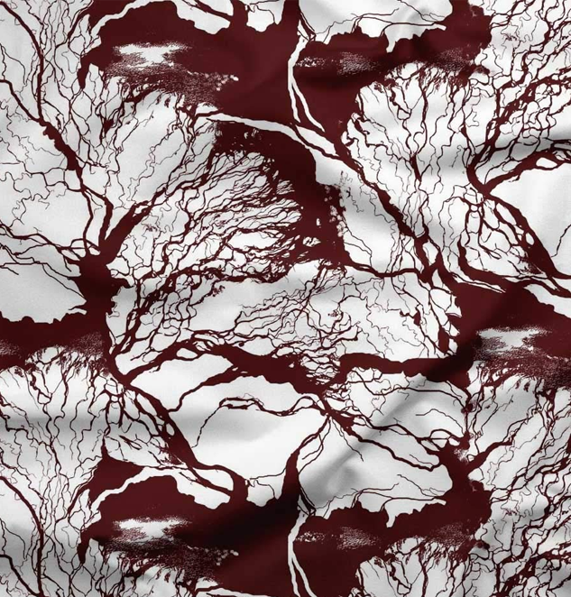 Chiffon Fabric Landscape & Tree Shirting Print Fabric