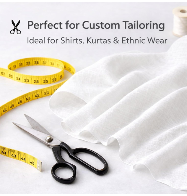 Lea Pure Linen Fabric White