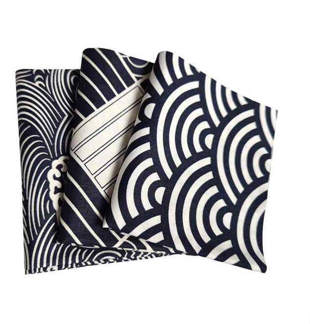3 Pcs Sea Wave Cotton Fabric Fat Quarters Fabric Sewing Quilting