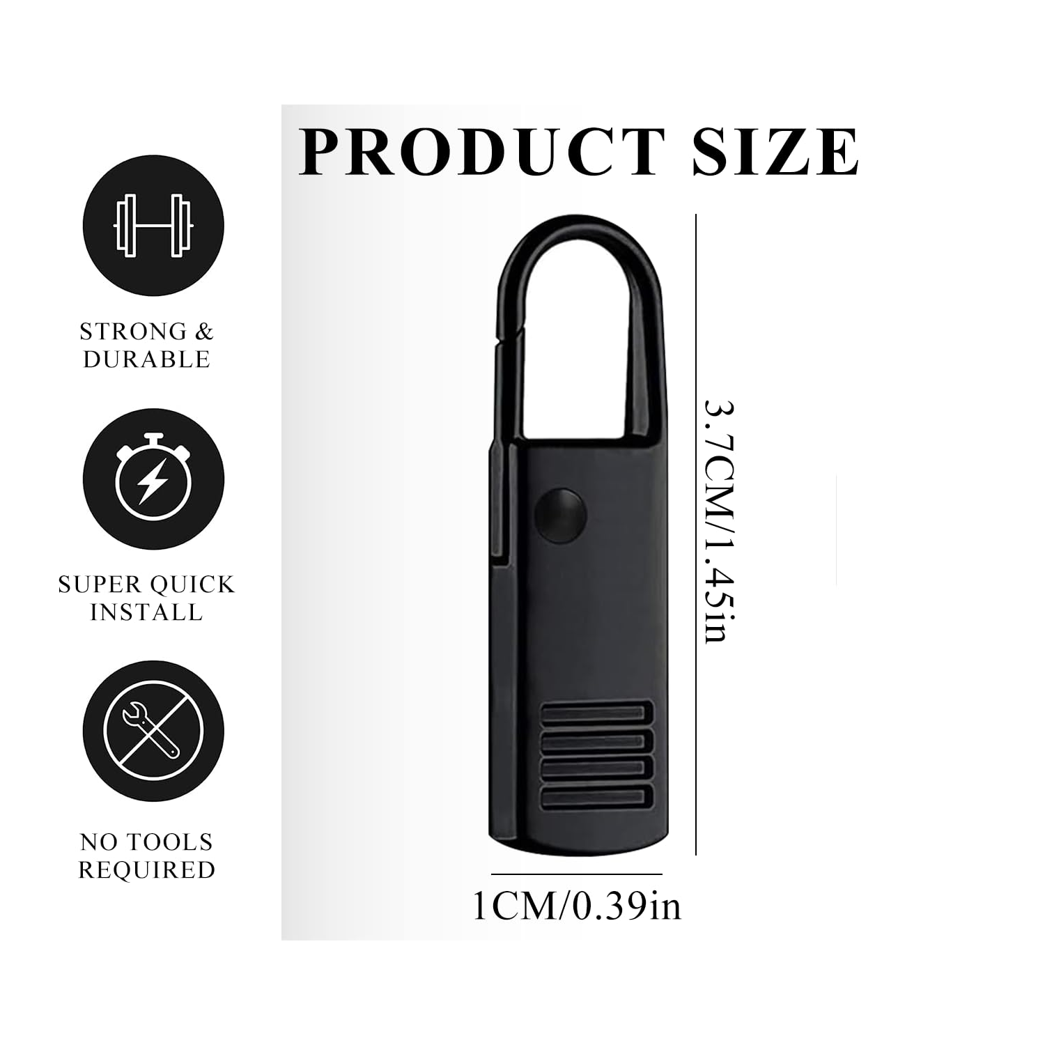 Zipper Pulls Tabs Replacement Black Detachable Metal Quick Release